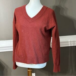 Madewell Women's Cozy V-Neck Sweater in Burnished Mahogany Size S